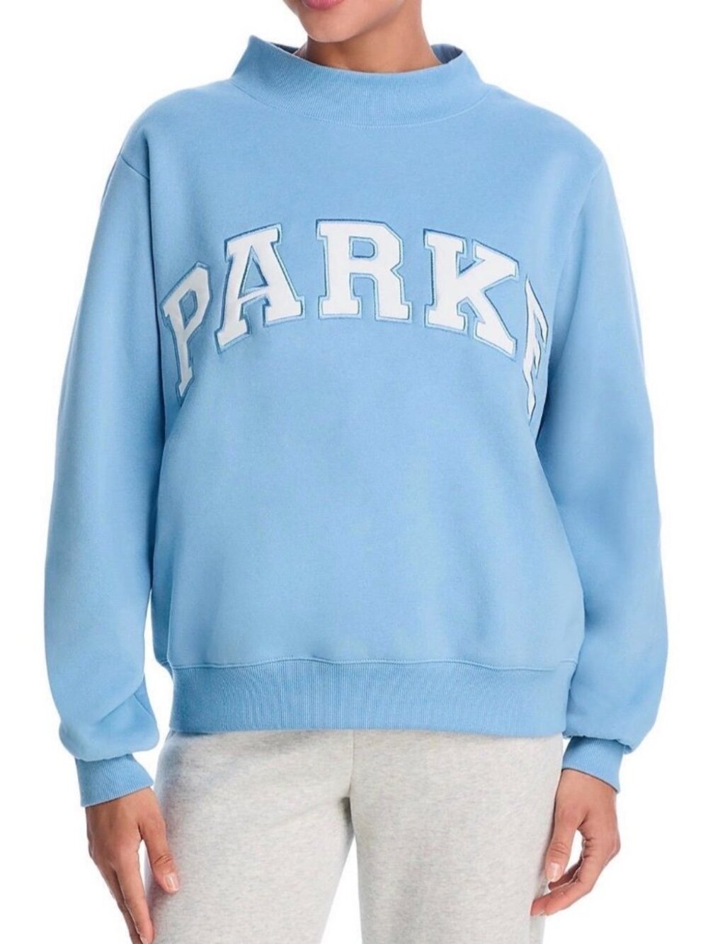 Parke Varsity Mock Neck Fleece Sweatshirt in Sky blue (RARE)